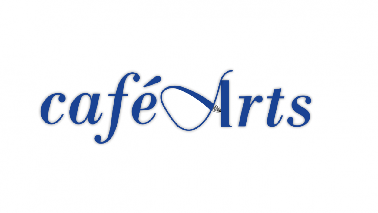 A cursive Cafe Arts logo.